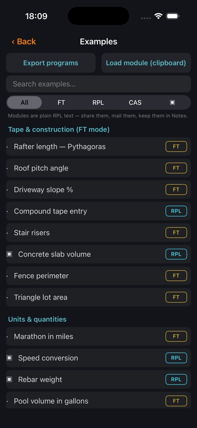 The built-in worked-examples library