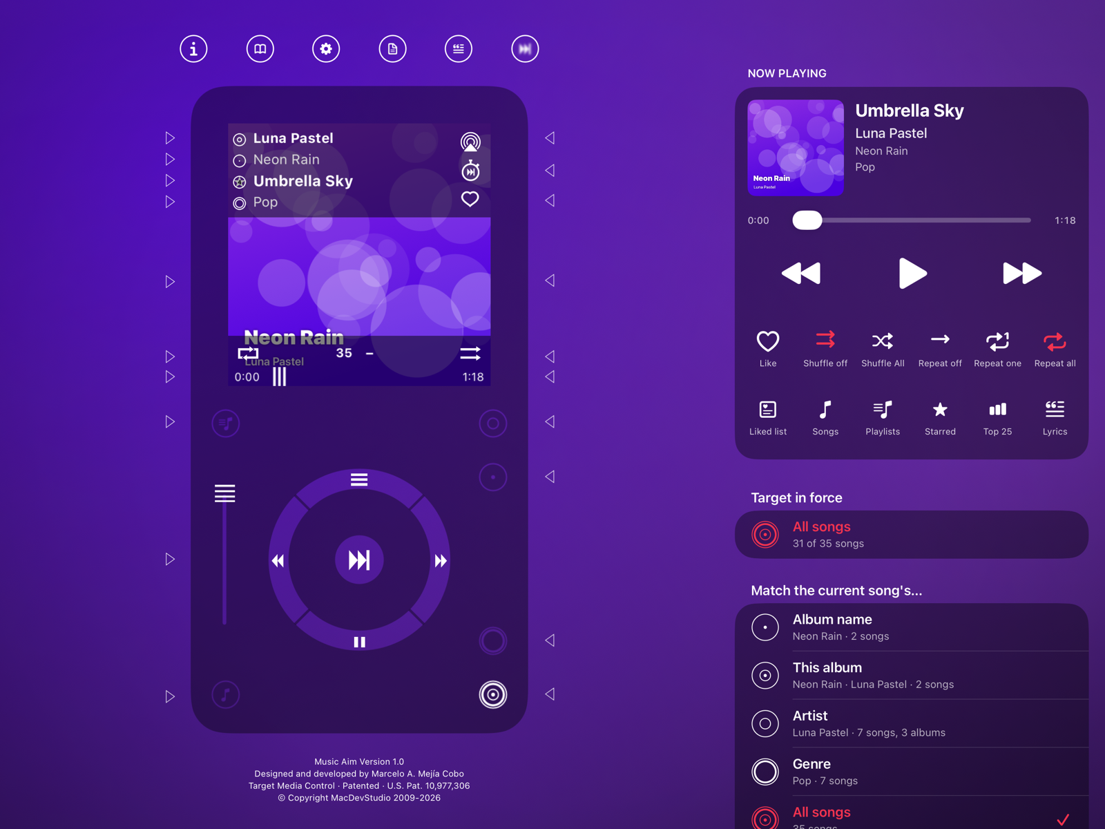 iPad sideways: the player with its captions on the left, Now Playing on the right
