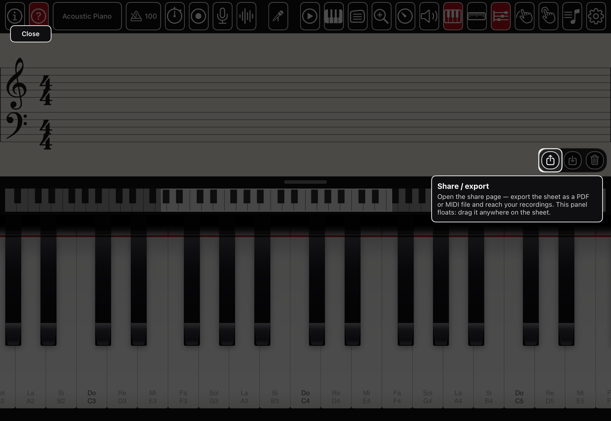 The help overlay