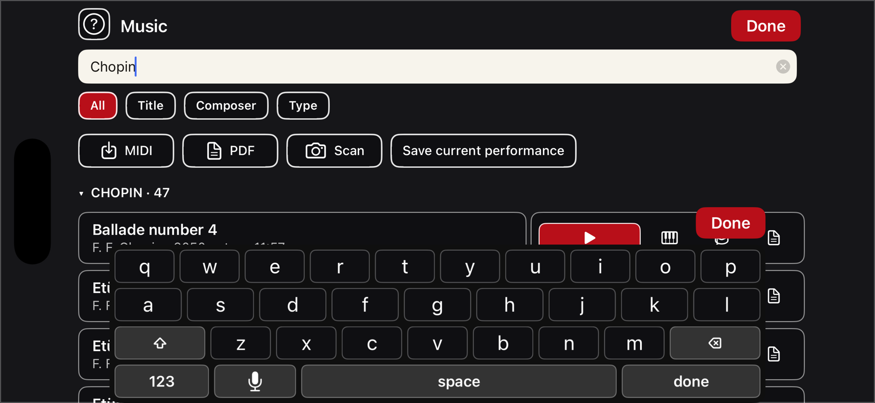 The in-app keyboard