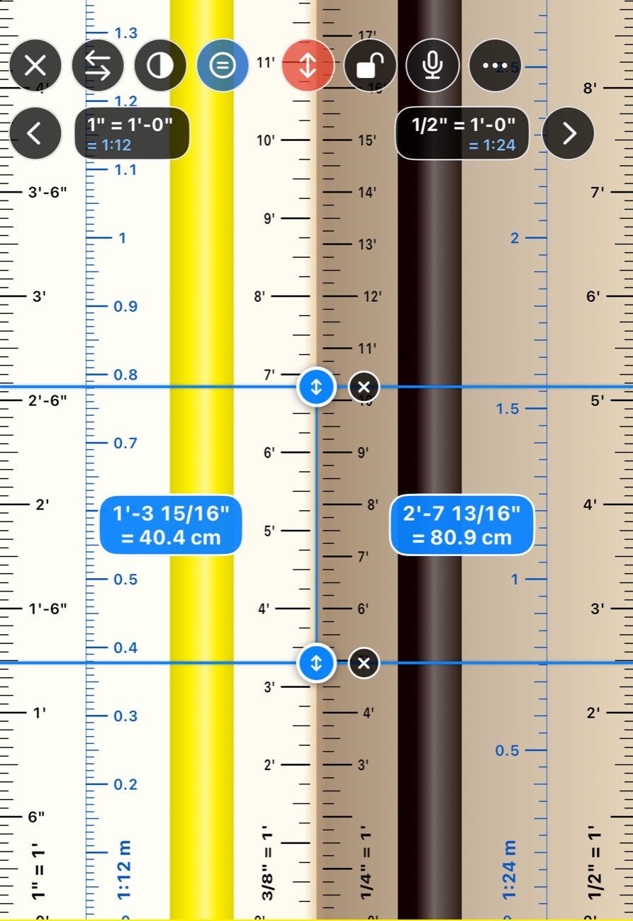 The architect's scale on the closed iPhone Duo