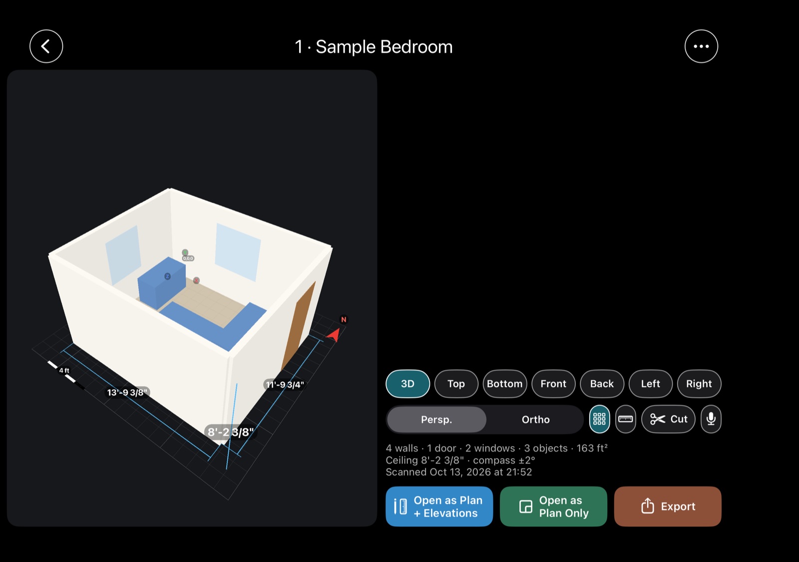 Room Scan on the open iPhone Duo