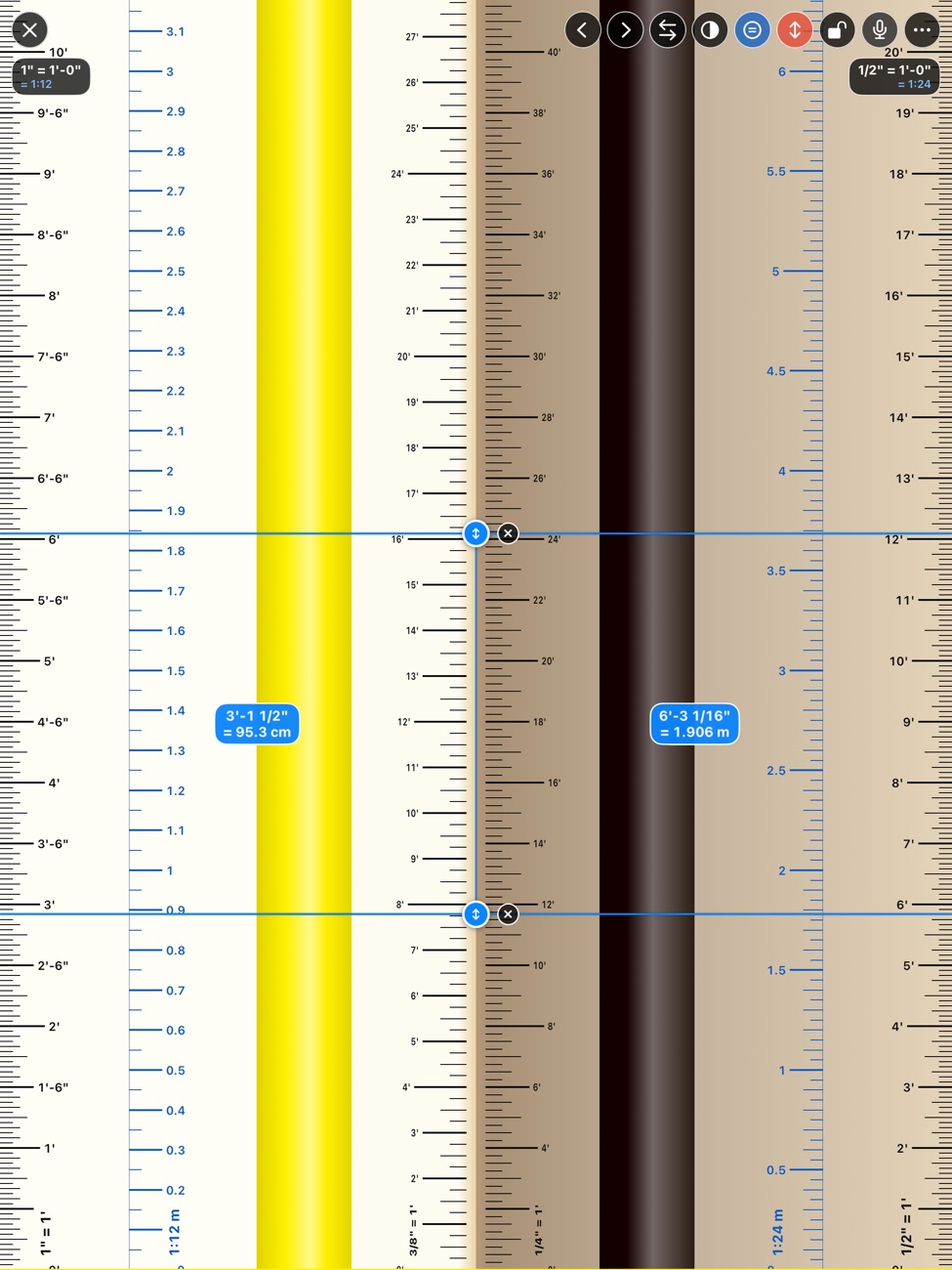 Architect's scale on iPad